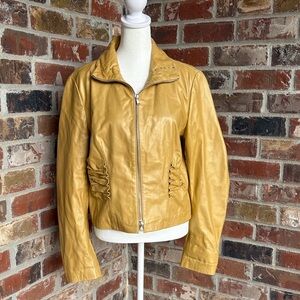 Bebe Leather Large Women's Yellow Moto Leather Jacket